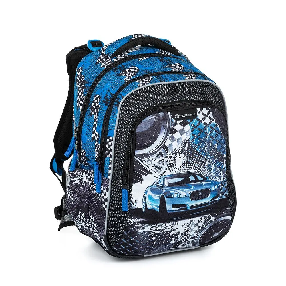 Školní batoh Bagmaster Lumi 23 Modré auto + gumovací pero Pilot Frixion