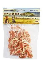 Pochoutka kuřecí s treskou roláda měkká 80g