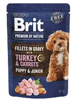 Brit Premium by Nature Dog Puppy & Junior Fillets in Gravy with Turkey & Carrots 85 g