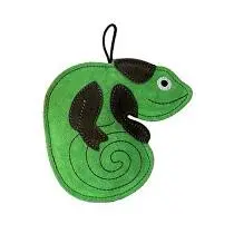 Hračka pes LEATHER CHAMELEON kůže, zelená 16cm Kiwi