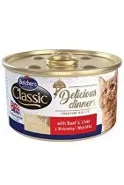 Butcher's Cat Delic.Dinners hovězí+játra konz. 85g + Množstevní sleva