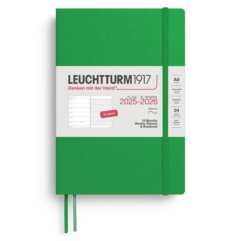 Weekly Planner & Notebook 2026 Medium (A5) 18 Months Spring Leaf