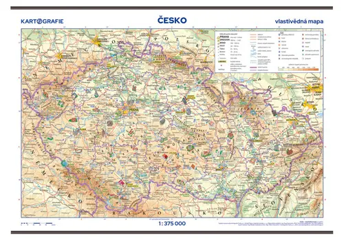 Česká republika - školní nástěnná vlastivědná mapa 1:375 tis.