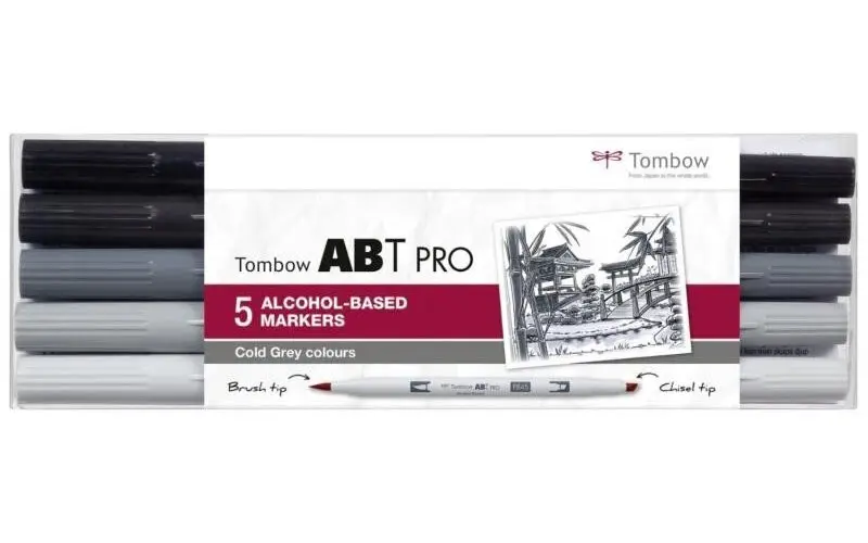 Tombow Oboustranný lihový fix ABT PRO - Cold Gray colors 5 ks