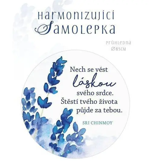 Harmonizující samolepka průhledná Nech se vést láskou svého srdce. Štěstí tvého života pů - Sri Chinmoy