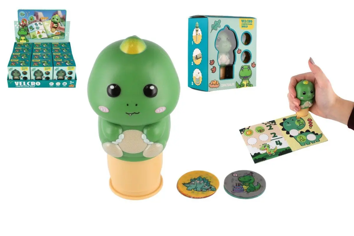 Teddies Samolepkové razítko - Razítko se samolepkami dinosaurus - s náplněmi