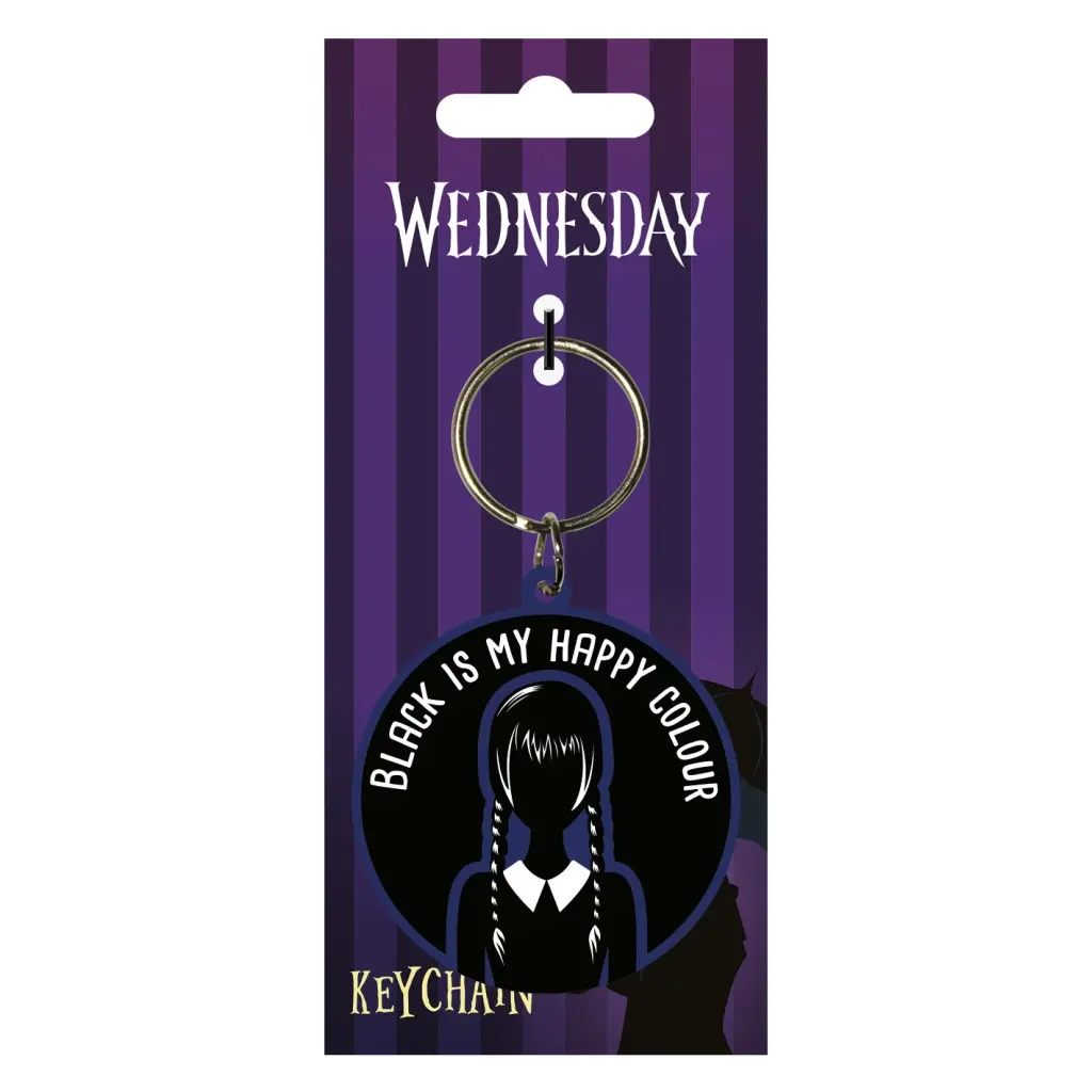 Wednesday gumová klíčenka – "Black Is My Happy Colour"