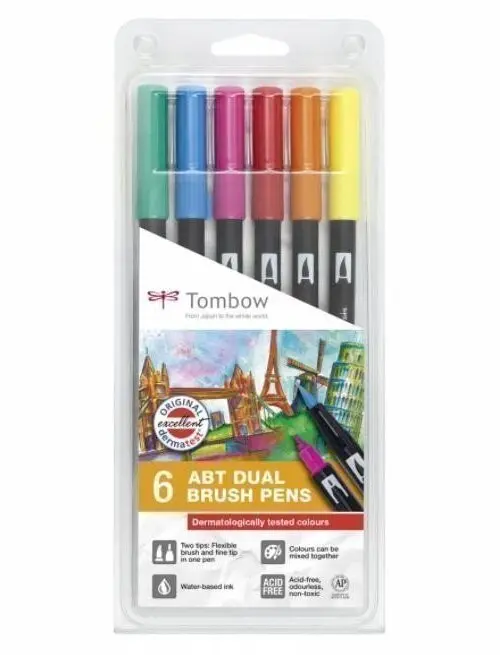 Tombow Oboustranný štětcový fix ABT - Dermatologicaly 6 ks