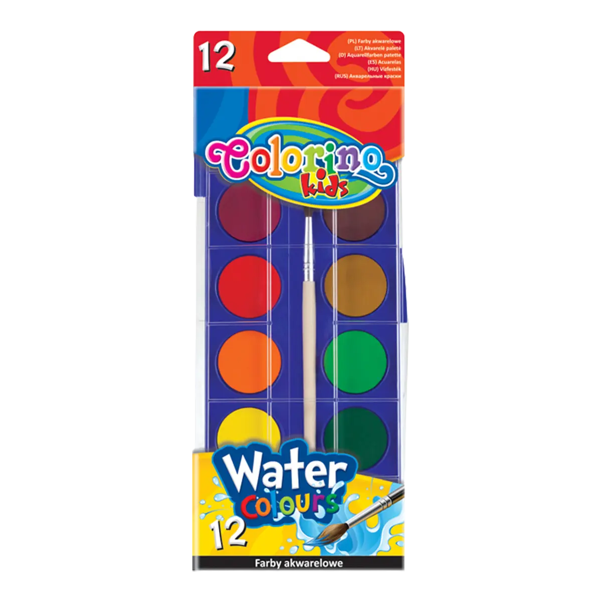 Vodové barvy Colorino se štětcem, 12 barev
