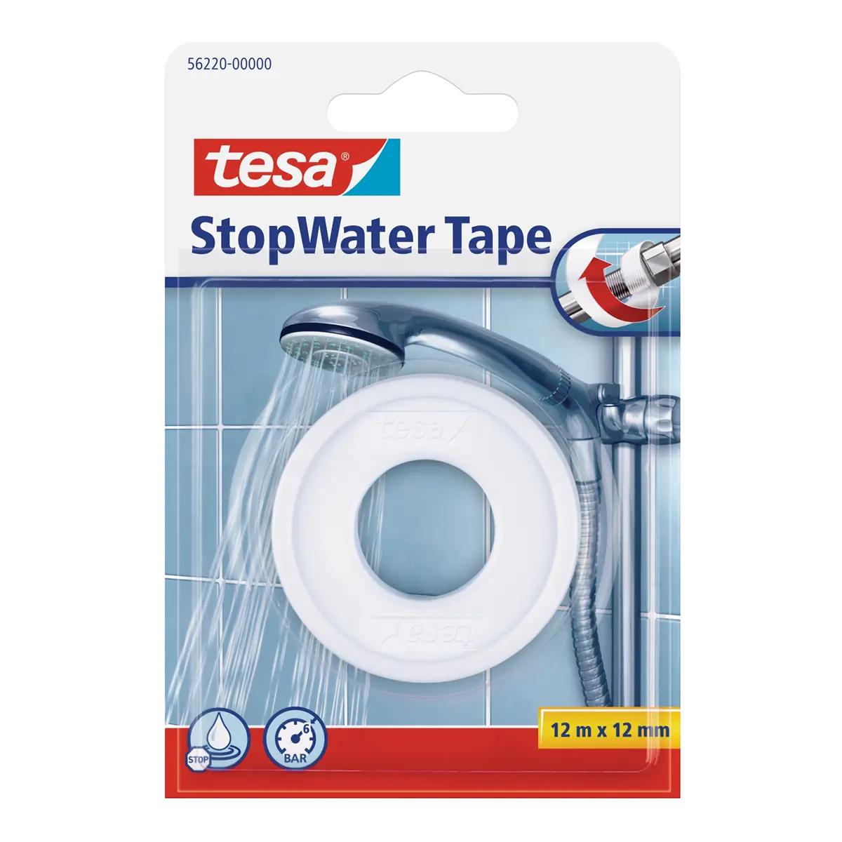 tesa instalatérská teflonová izolační páska do závitu, 12 m x 12 mm, PTFE, bílá