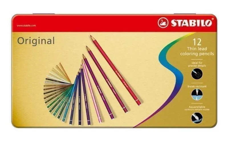 Prémiové pastelky STABILO Original ARTY+ - 12 ks sada v plechu (12 různých barev)