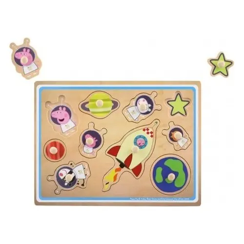 Vkládačka/Puzzle deskové dřevo Prasátko Peppa/Peppa Pig 30x22,5cm ve fólii v krabici 31x23,5cm 18m+