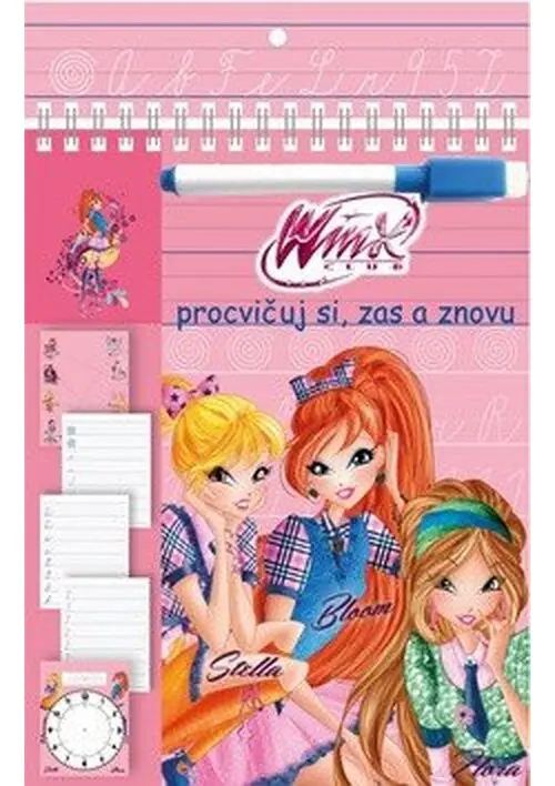 Winx Club - Stíratelné listy A5 s popisovačem – Procvičuj si, zas a znovu