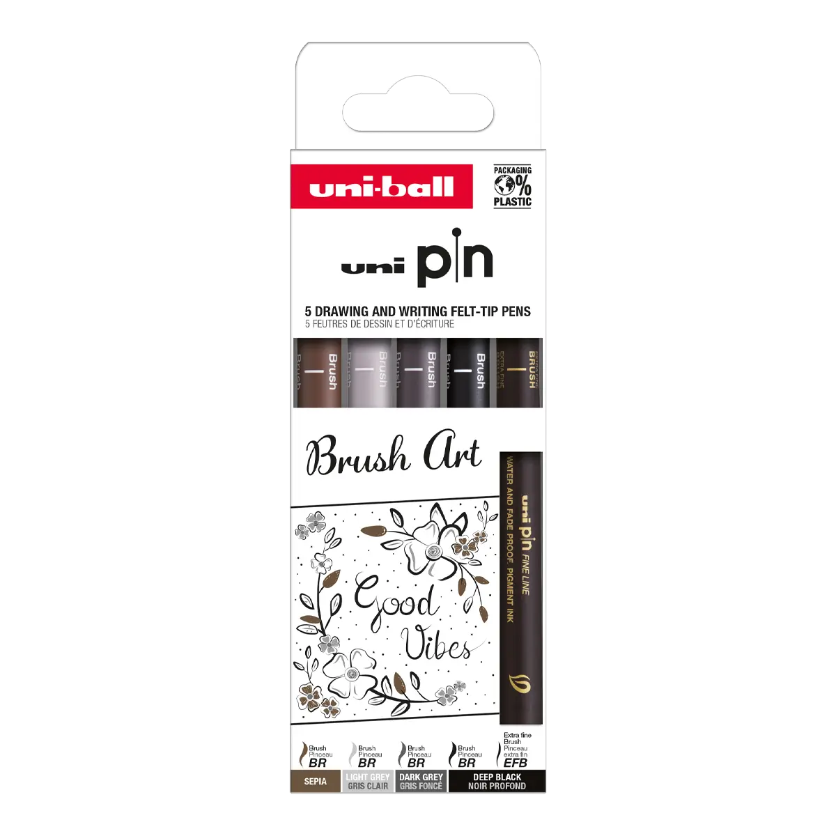 UNI PIN Creative writing - sada linerů Brush (5 ks)