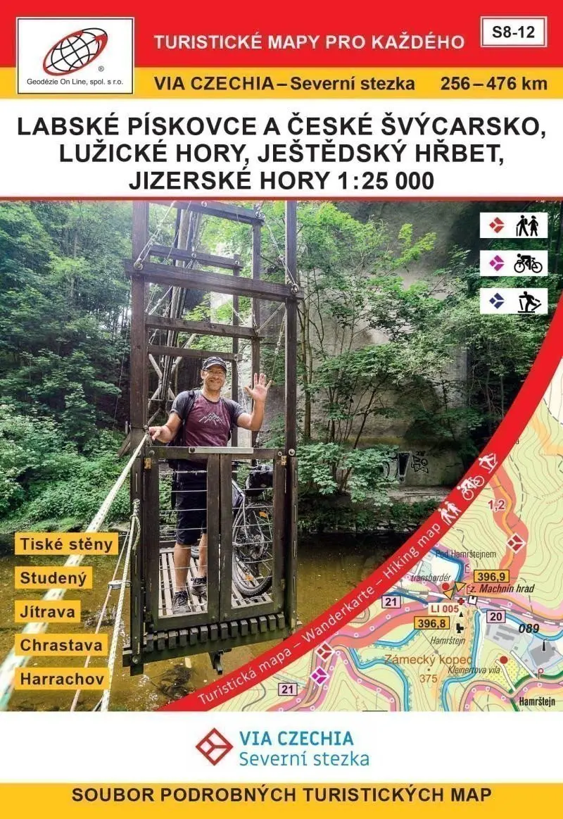 VIA CZECHIA Severní stezka Labské pískovce Jizerské hory / Turistická mapa Geodézie On Lin - Jan Hocek
