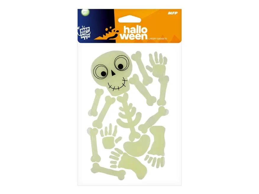 samolepky Halloween gelové svítící kostry mix