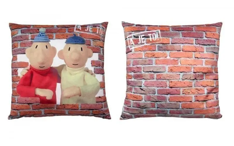 Pat a Mat - Polštář oboustranný 30x30 cm / zeď