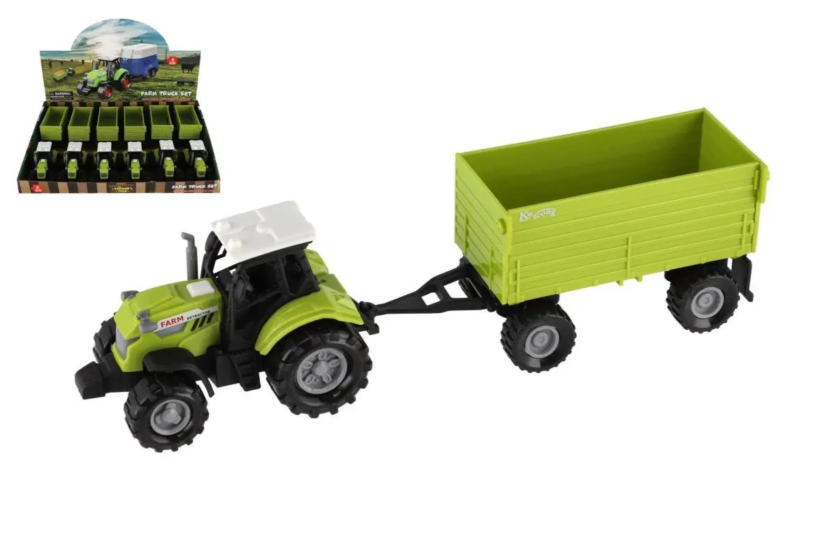 Teddies Traktor s valníkem - 26 cm - na volný chod se zvukem, světlem