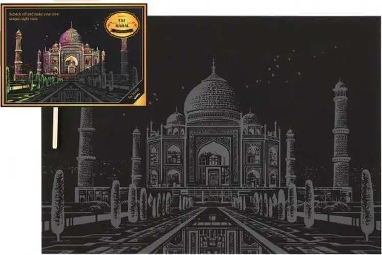 Škrábací obrázek barevný Taj Mahal