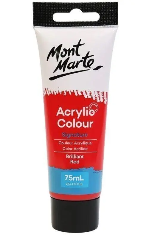 Mont Marte Akrylová barva 75ml - brilantní červená (Brilliant Red), tuba