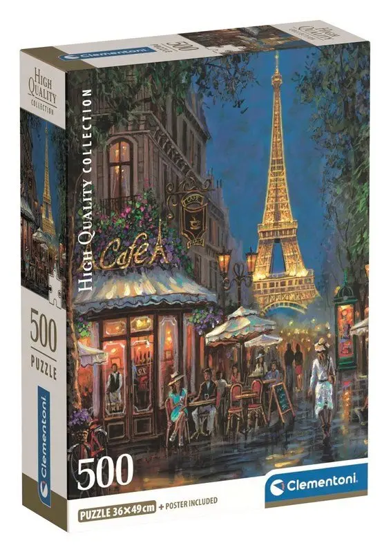 Clementoni - Puzzle 500 Noc u Eiffelovy kavárny