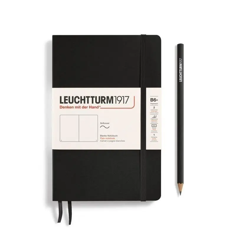 Leuchtturm1917 Zápisník Black Softcover B6+ čistý