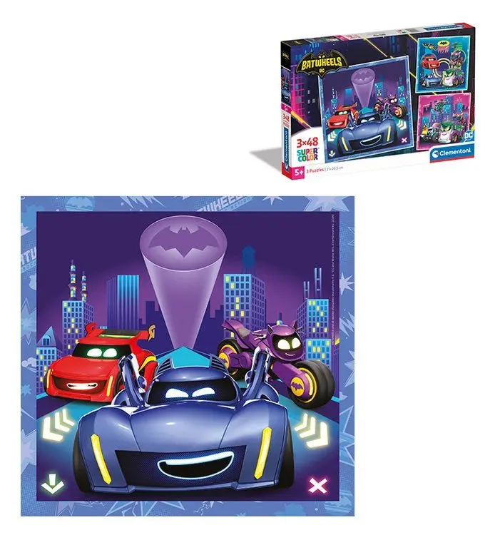Clementoni Puzzle 3x48 ks SuperColor čtvercová Batwheels 25307
