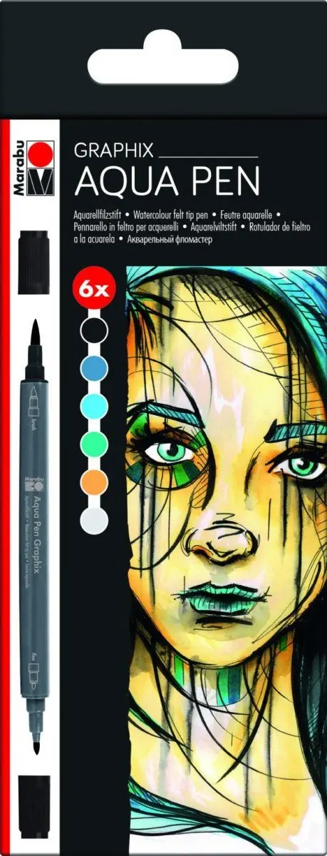 Marabu Graphix sada akvarelových popisovačů 6 ks