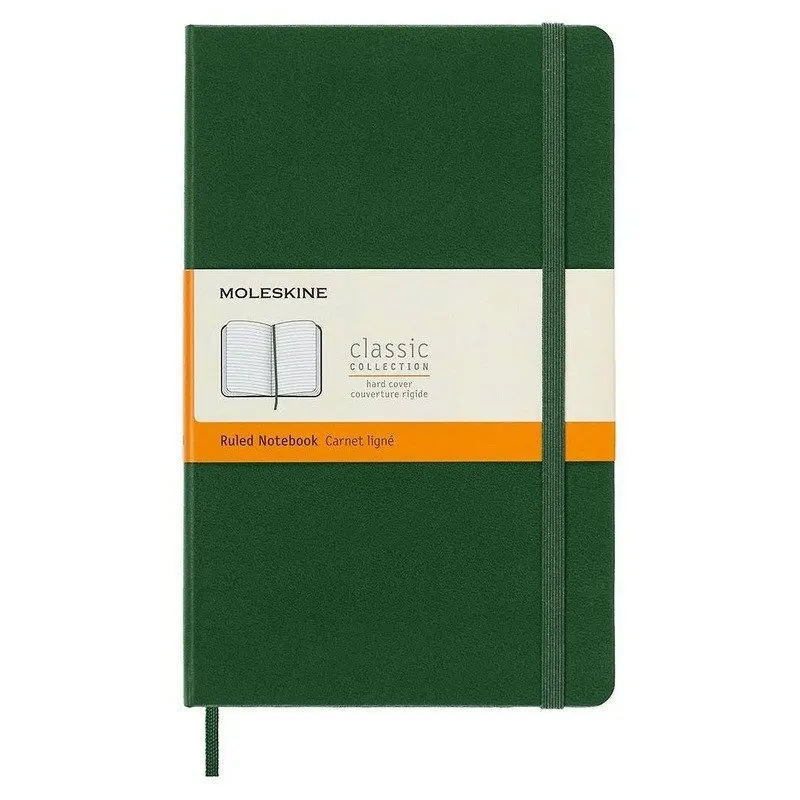 Zápisník Moleskine - tvrdé desky, L, linkovaný - tm. zelený