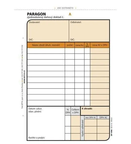 Paragon, A6, 3 × 25 listů, číslovaný, NCR