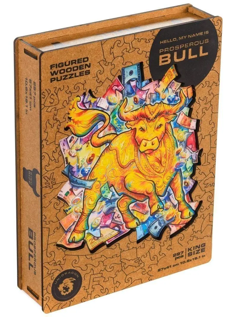 Unidragon dřevěné puzzle - Býk velikost L