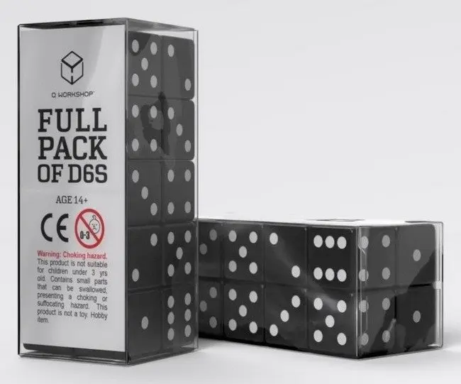 Sada 20 kostek D6 - Černobílé