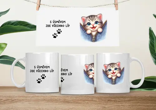 Hrneček čumáček 330ml porcelán Kočička