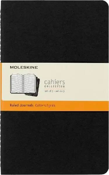 Sešity Moleskine Cahier, L, linkované, 3 ks - černý