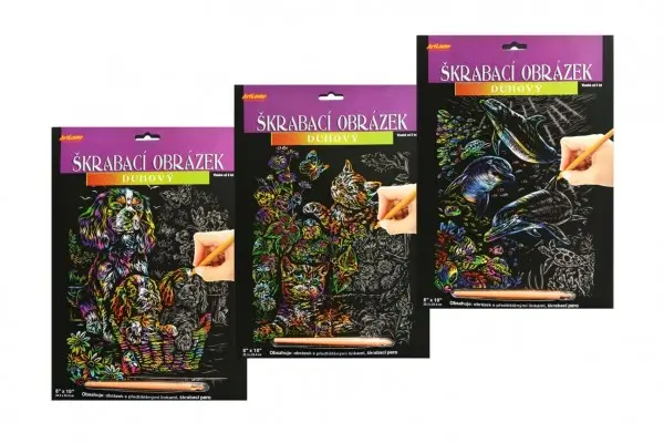 ArtLover Sada Škrabací obrázek - duhový 20,3 x 25,4 cm/mix 3 motivů