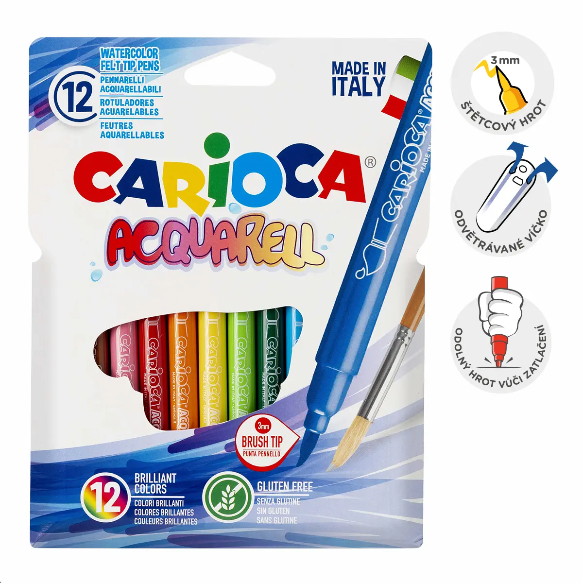 Akvarelové fixy Carioca 12 ks