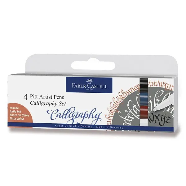 Popisovač Faber-Castell Pitt Artist Pen Calligraphy - 4 kusy, tmavé barvy