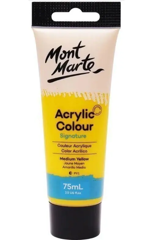 Mont Marte akrylová barva 75ml - žlutá (Medium Yellow), tuba