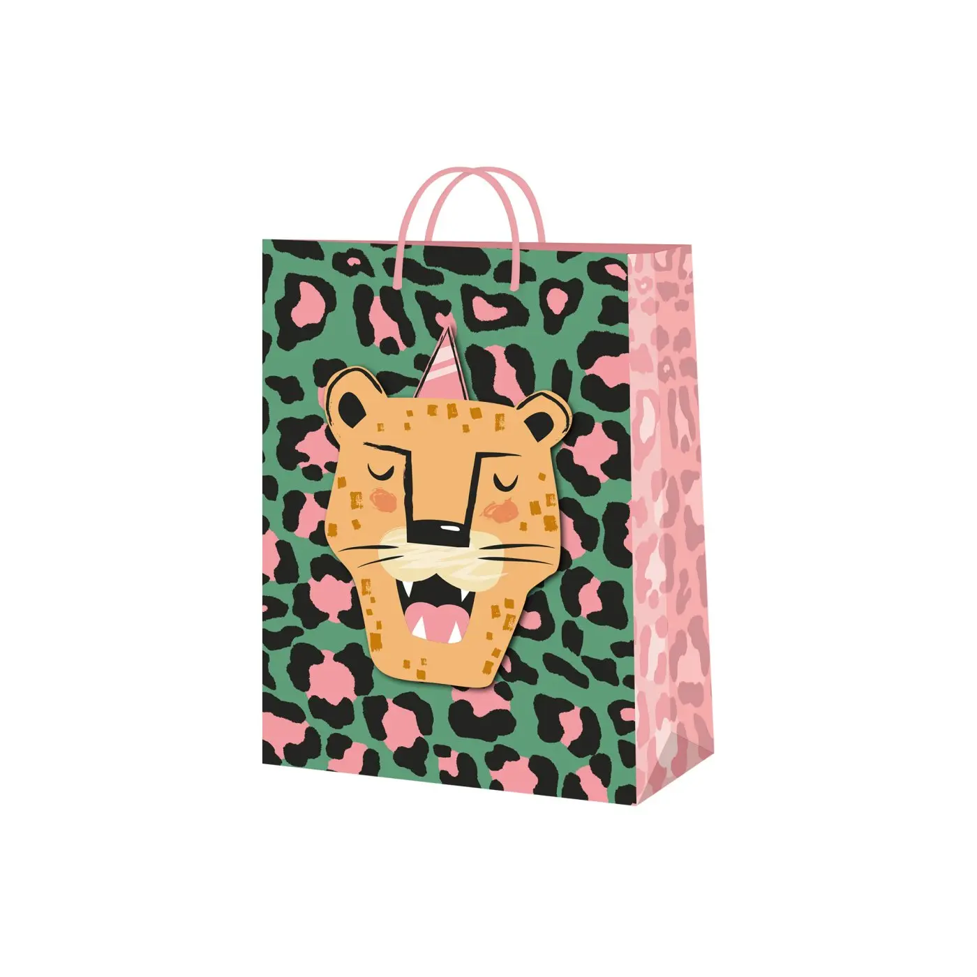 Dárková taška malá - Zelená leopardí s leopardem (17,8 × 9,8 × 22,9 cm) - Albi