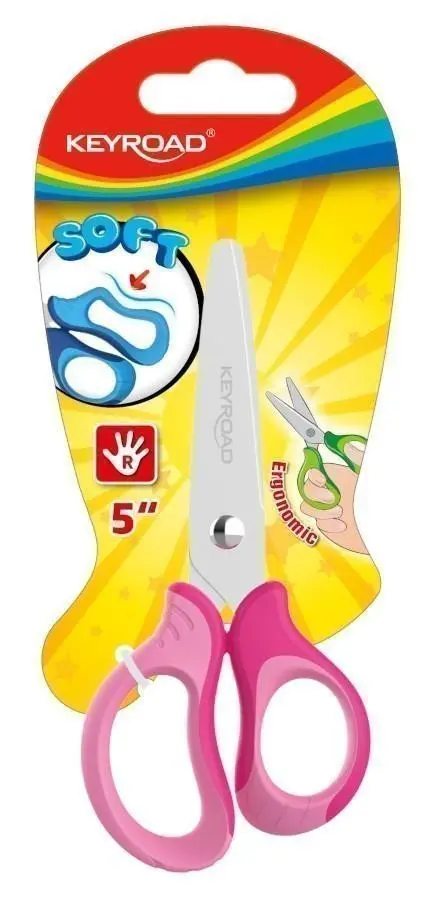 Dětské nůžky KEYROAD Soft - 12,5cm, blistr, růžové 207042