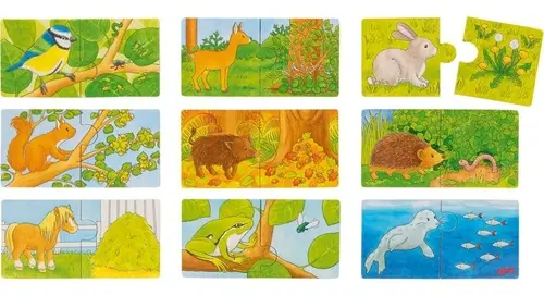 Dřevěné puzzle dvojice Zvířátka a jejich potrava - puzzle z kategorie 15 – 60 dielikov