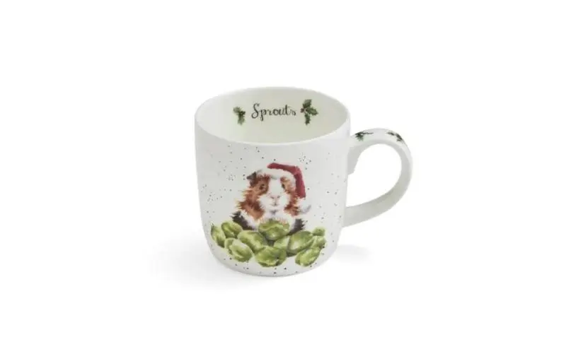 Vánoční porcelánový hrnek Wrendale Designs Sprouts - Morče 310 ml