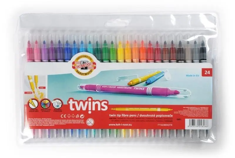 Koh-i-noor souprava popisovačů Twins 24 ks s dvojitým hrotem