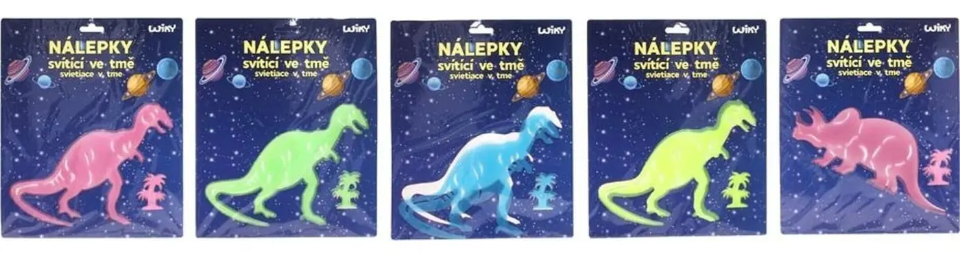 Nálepky W026525 25,5x31 cm svítící ve tmě Dinosauři