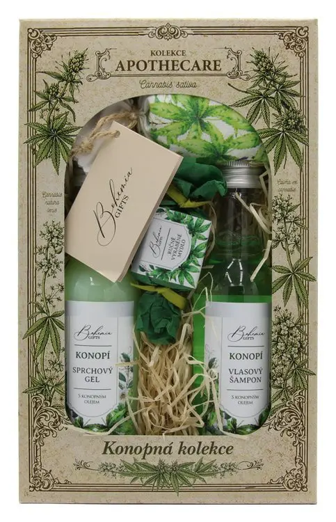 Kosmetická sada Apothecare Konopí (sprchový gel, šampon, mýdlo, koupelová sůl)