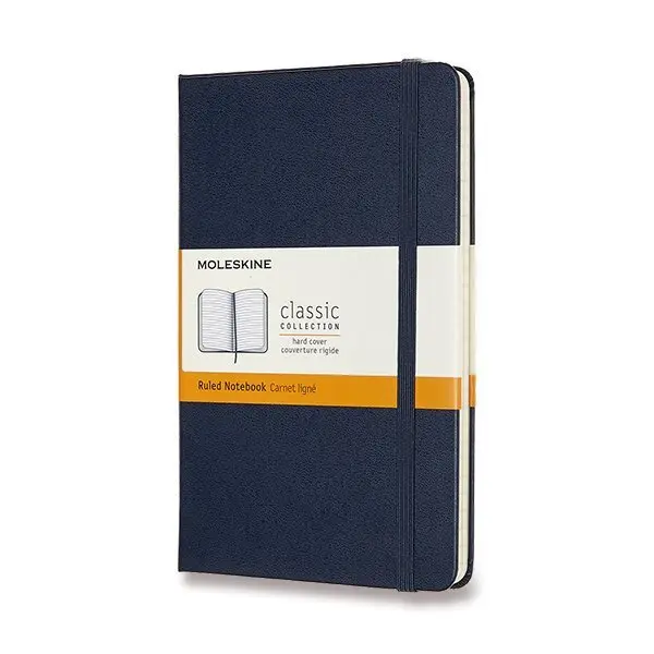 Zápisník Moleskine - tvrdé desky, M, linkovaný - modrý