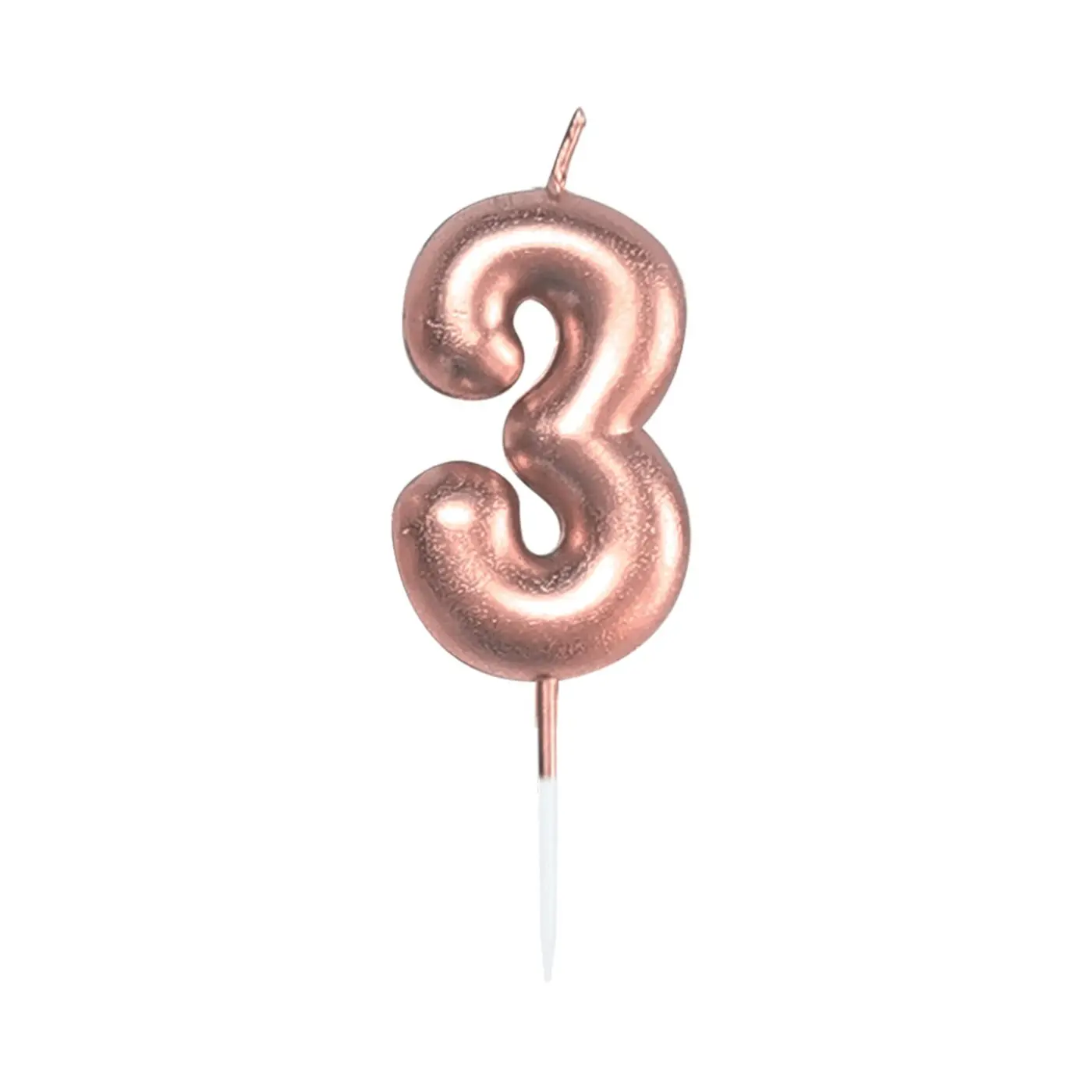 Svíčka dortová rose gold 5 cm číslo 3 - Albi