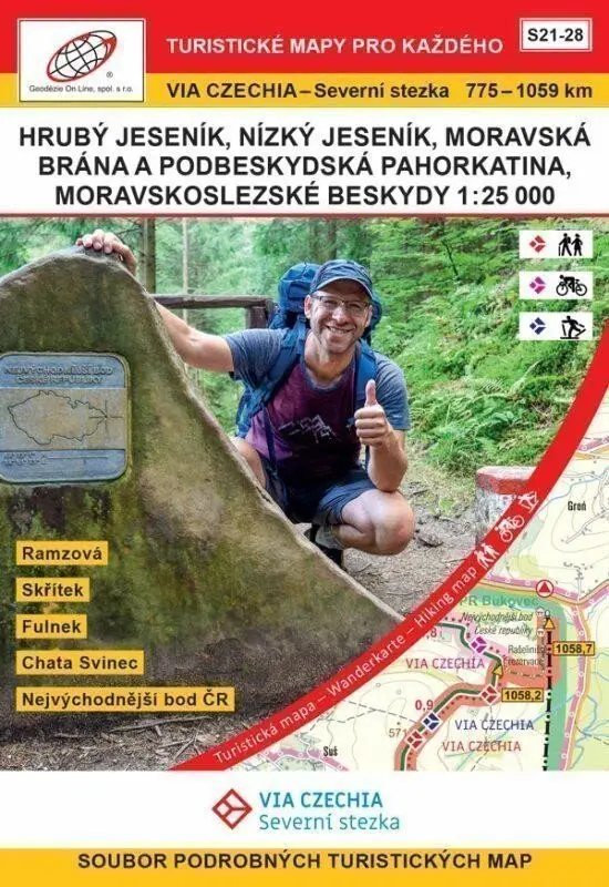 VIA CZECHIA - Severní stezka, BOX 4, S21-28 1 : 25 000, Severní stezka, úseky Hrubý Jesení