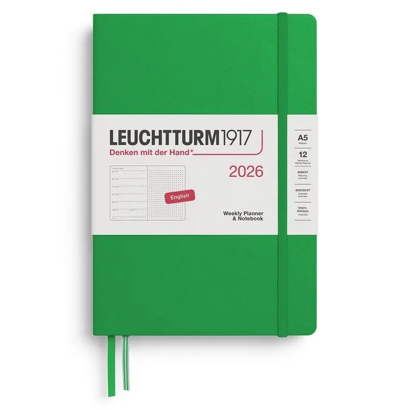 Weekly Planner & Notebook 2026 Medium (A5) Spring Leaf - tečkovaný