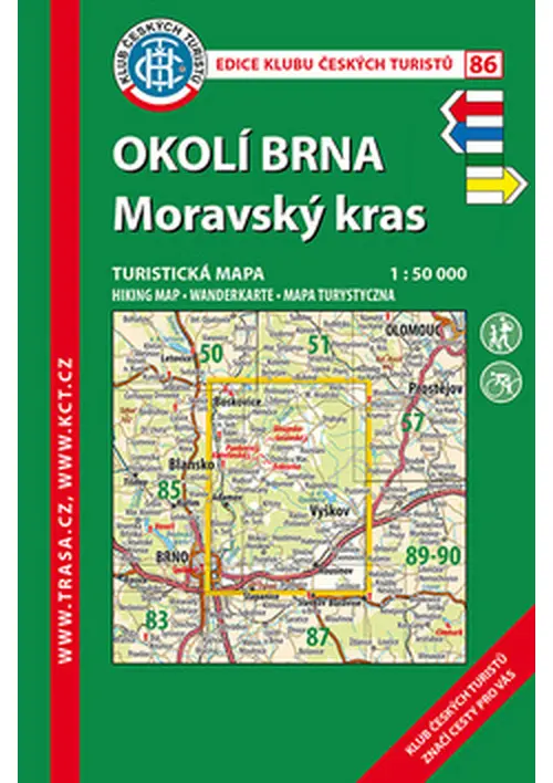 Trasa - KČT Laminovaná turistická mapa - Okolí Brna, Moravský kras, 8. vydání, 2018
